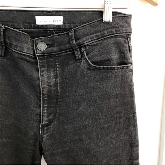 LOFT modern high waist skinny ankle jeans black - Picture 4 of 7